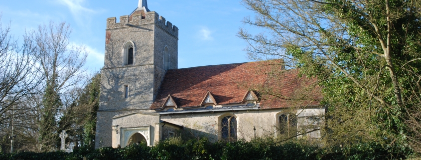Church with trees in foreground